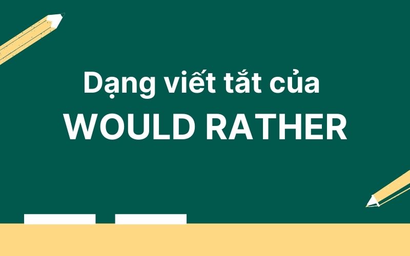 Dạng viết tắt của Would Rather trong tiếng Anh