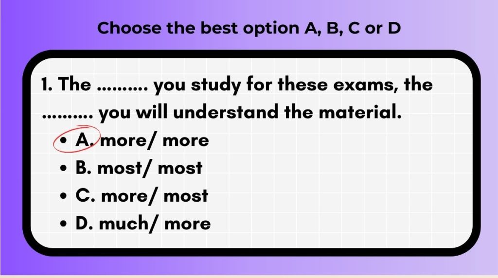 Choose the best option A, B, C or D