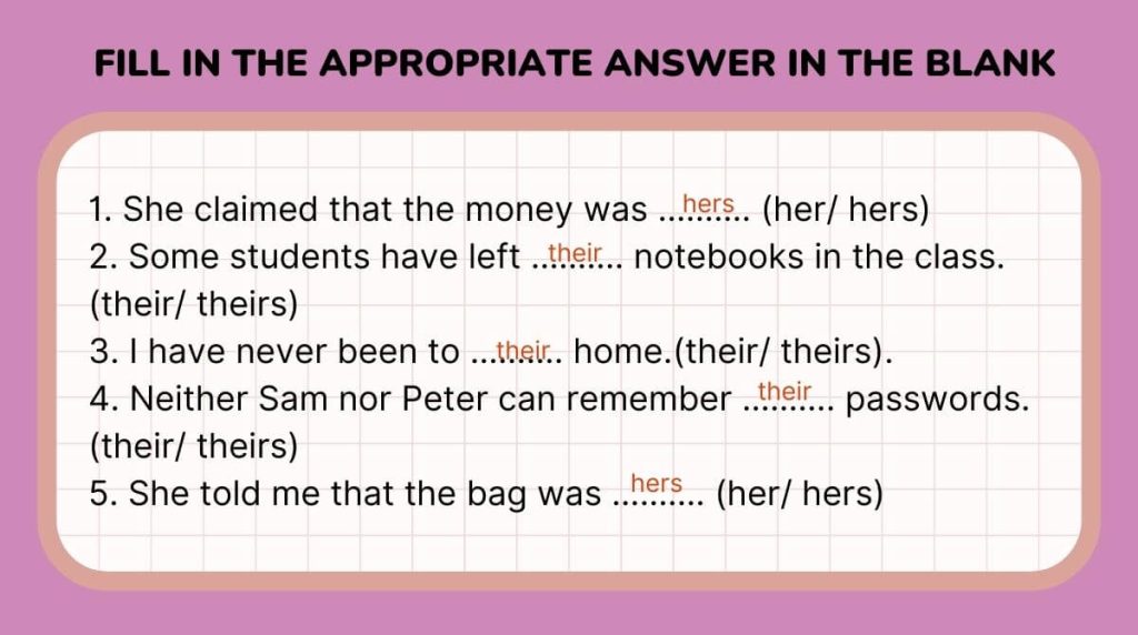 Fill in the appropriate answer in the blank